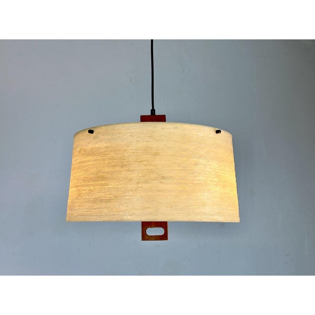Vintage Pendant Lamp in Teak and Fiberglass by Erco, 1960s For Sale - Image 14 of 15
