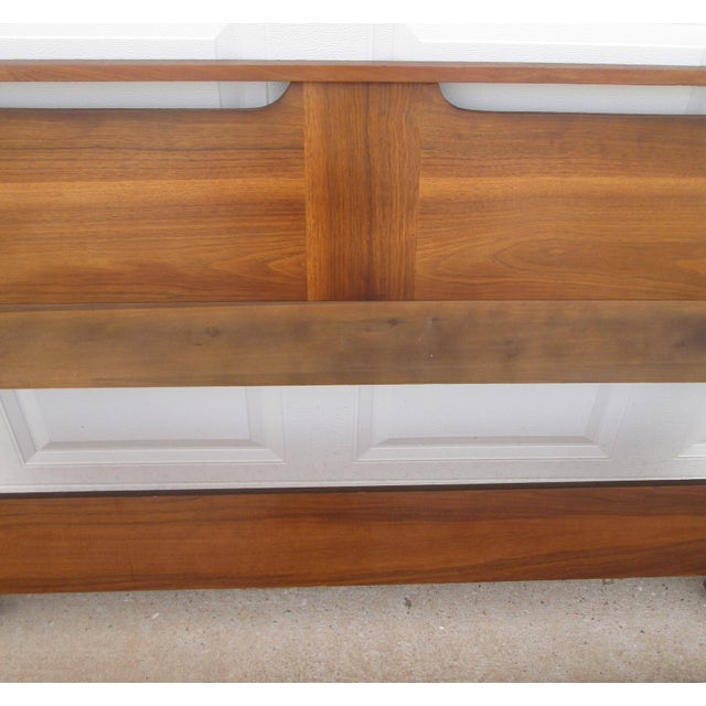 Mid Century Modern Walnut Bed Headboard Footboard Full For Sale - Image 6 of 17