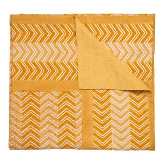 Chevron Hand Stitched Quilt, King - Ocher For Sale