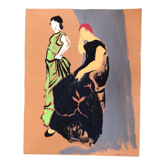 Vintage Original Modernist Figural Pop Art Painting For Sale
