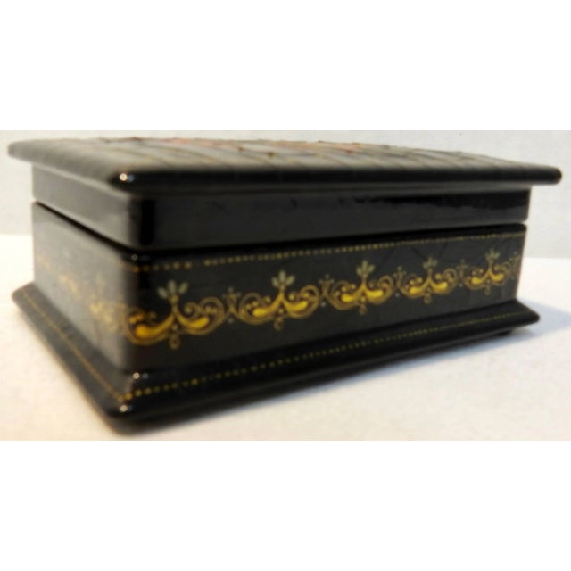 Traditional Vintage Hand-Painted Russian Lacquer Box With Fairies For Sale - Image 3 of 9