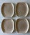 Set of 4 rare vintage mid century small plates made in California by DENWAR. BANTU. Handmade and signed taupe speckle...