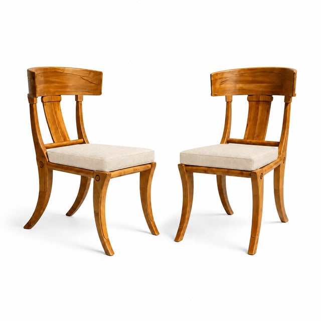 Teak Klismos Patio Dining Chairs. - Set of 8 For Sale - Image 4 of 4