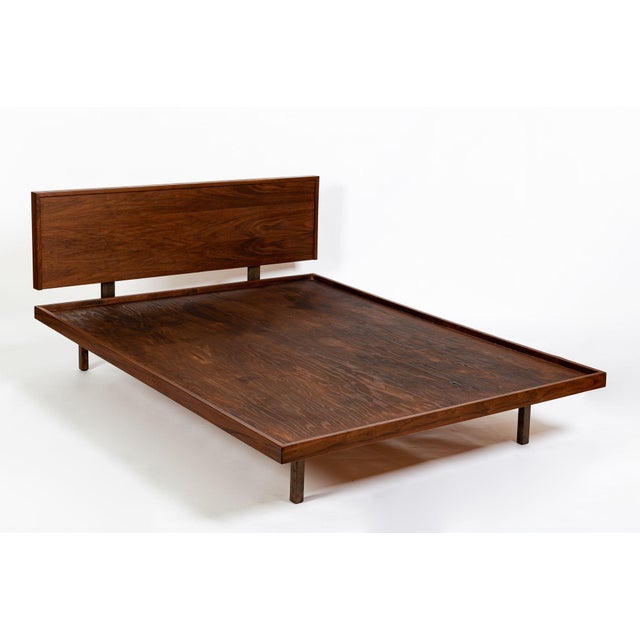 This rare vintage American mid-century modern full size platform bed, attributed to artist and furniture maker Richard...