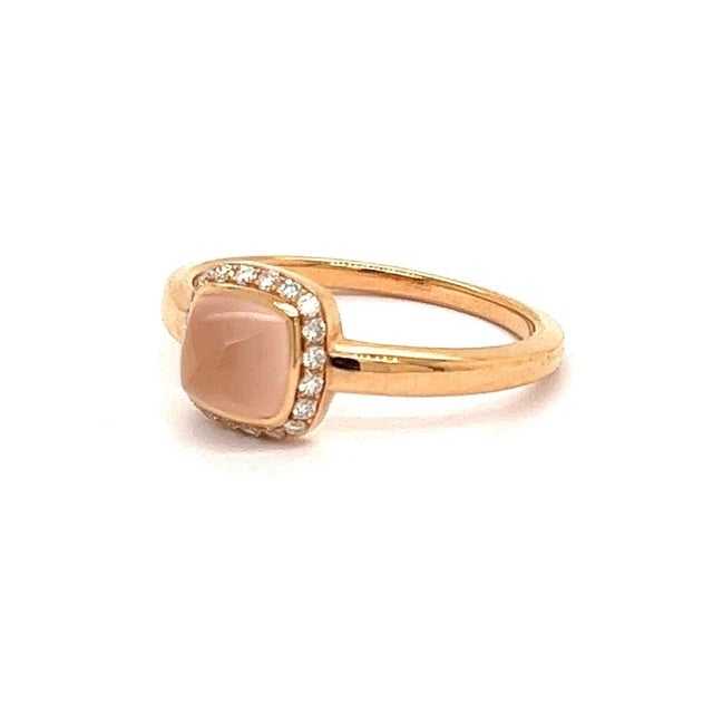 Mid 20th Century Mid 20th Century Fred of Paris Paindesure Pink Quartz & Diamond 18k Rose Gold Ring - Size 7.75 For Sale - Image 5 of 7