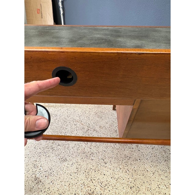 John Van Koert for Drexel Profile Mid Century Leather Top Walnut Desk For Sale - Image 12 of 16