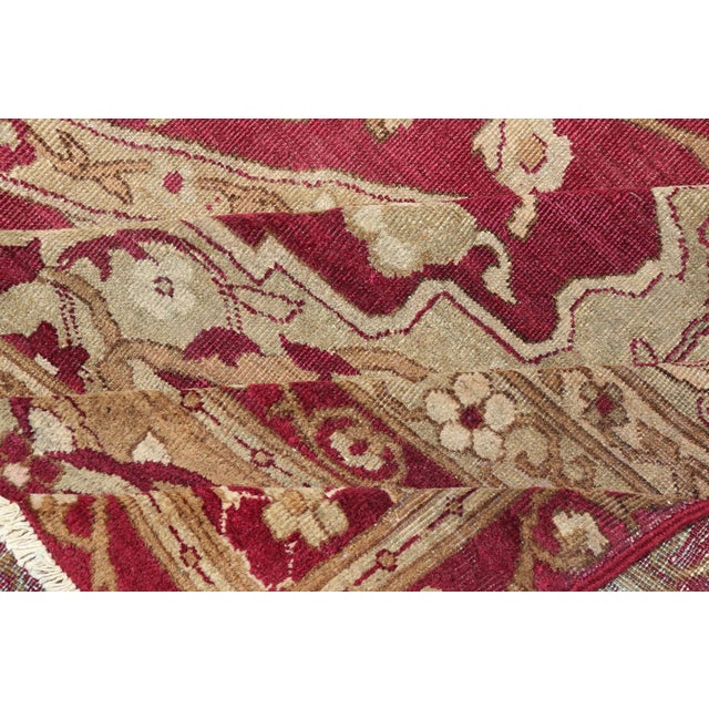 Large Antique Agra Carpet With Floral Design in Tones of Red and Taupe For Sale - Image 17 of 17