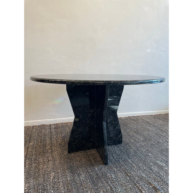 Vintage 1980s Postmodern Black Blue Night Granite Dining Entry Table For Sale - Image 10 of 10