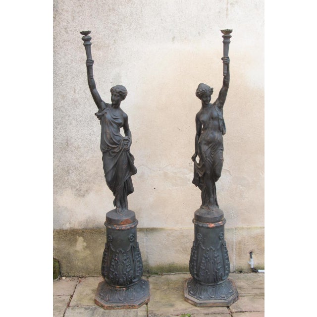 Antique Cast Iron Torchères, 1800s, Set of 2 For Sale - Image 14 of 14