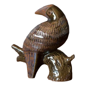 California Studio Mid Century Glazed Stoneware Bird Sculpture by Robert Maxwell