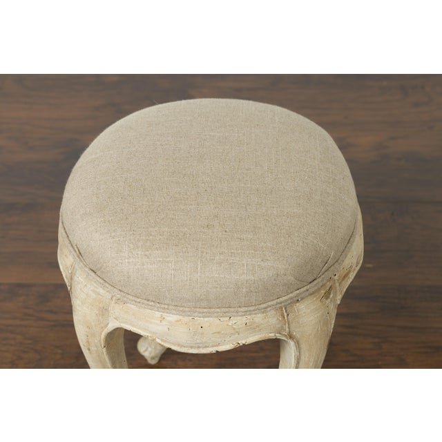 Pair of French Midcentury Walnut Stools with Cabriole Legs and New Upholstery For Sale - Image 9 of 12