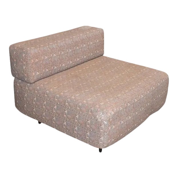 Mid Century Modern Low Modular Square Upholstered Chair With Back For Sale