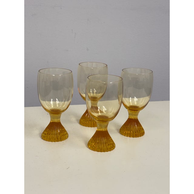 Postmodern Lenox Vintage 1970s Tempo Buttercup Yellow Glasses, Set of Four For Sale - Image 3 of 12