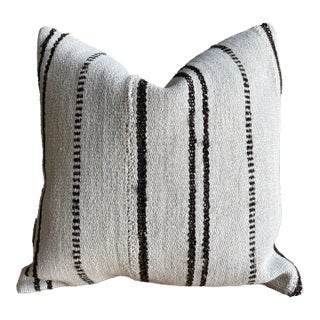 Vintage Rug Pillow Cover With Stripes For Sale