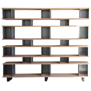 Contemporary "Horizontale" Polished Steel and Oak Shelving Unit