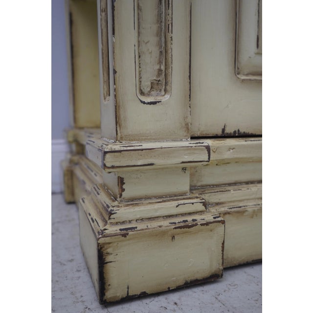 2000 - 2009 Distressed Painted Finish Bookcase Credenza W. Mirror For Sale - Image 5 of 12
