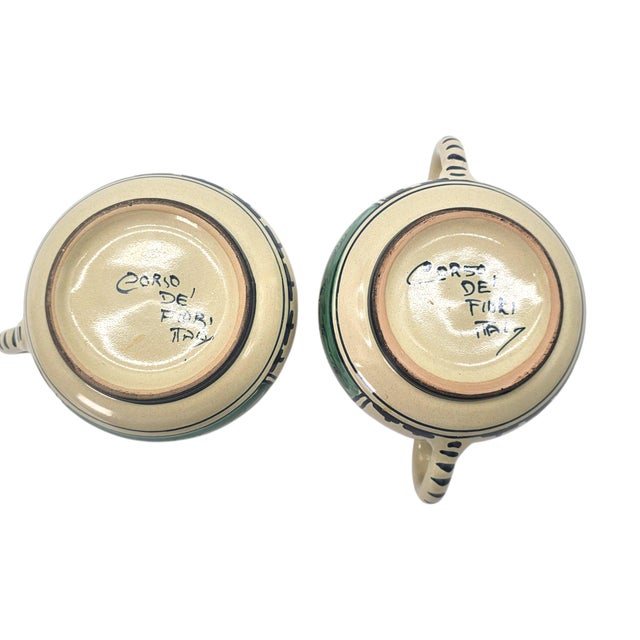 Late 20th Century Corso Dei Fiori “Casolare” Cream & Sugar, Hand Painted Italian Maiolica For Sale - Image 17 of 18