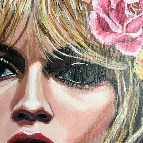 Yvonne Beeris, Brigitte Bardot Fleur Nocturne, Acrylic on Canvas, Framed For Sale - Image 9 of 10