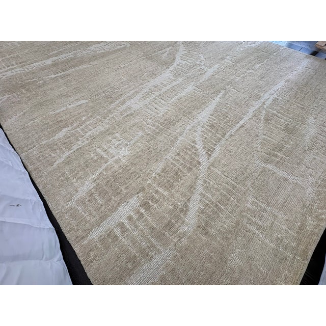 Rh Restoration Hardware Strati Hand-Knotted Wool Rug — 10' × 14' Sand | Himalayan Highland Wool | High-Low Textural Design For Sale - Image 11 of 18