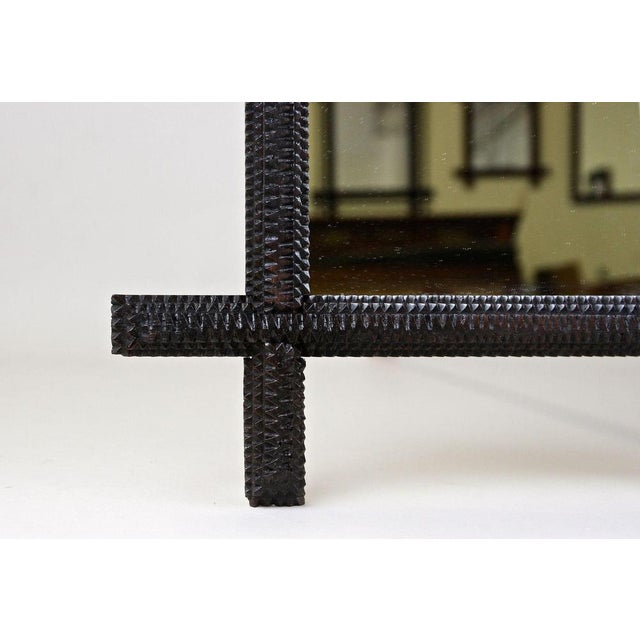 Black Rustic Tramp Art Wall Mirror, Austria, 1870s For Sale - Image 8 of 17