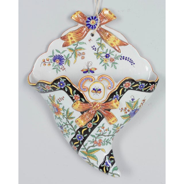 French Desvres Faience Wall Pocket For Sale - Image 4 of 9