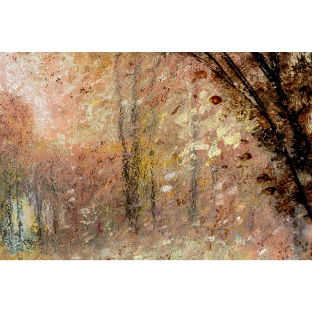 Gold Lovely Vintage James G. Llewelyn Impressionist Garden Painting Églomisé & Pastel Mixed Media Nature Home Decot Art For Sale - Image 8 of 14