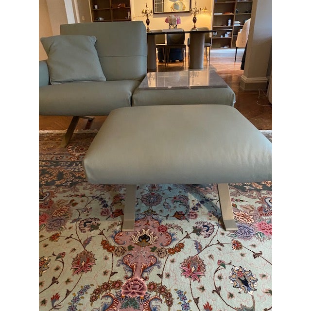 Light Green Gamma Arredamenti Modern Armchair With End Table and Matching Ottoman For Sale - Image 8 of 11