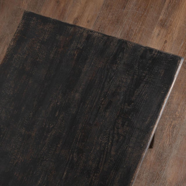 Wood 19th Century Swedish Black Painted Pine Two-Drawer Side Table For Sale - Image 7 of 11