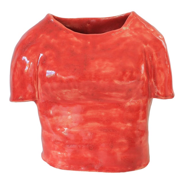 Studio Art Pottery Red T-Shirt Vase For Sale