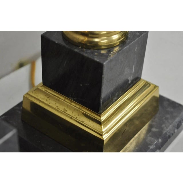Vintage French Empire Brass & Italian Black Marble Column Table Lamps (B), Pair For Sale - Image 15 of 17