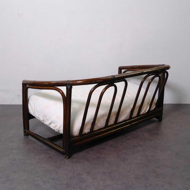 Vintage Two-Seater Bamboo Sofa with Cushions, 1950s For Sale - Image 9 of 18