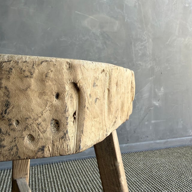 Late 20th Century Vintage Elm Wood Chop Block Table For Sale - Image 5 of 8