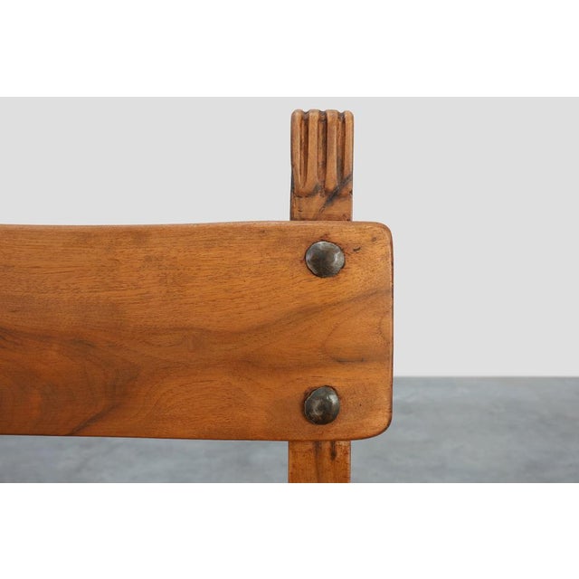 Wood Rustic Carved Oak Iberian Side Chair, Spain, 1900 For Sale - Image 7 of 15