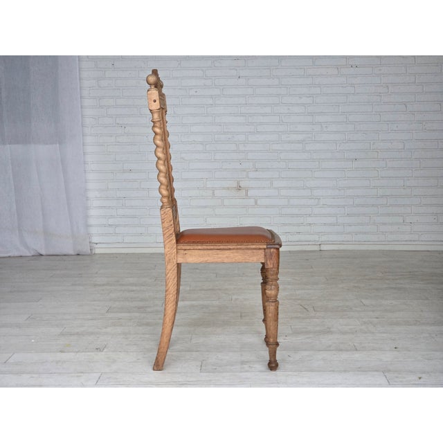 Danish Dining Chairs in Carved Oak and Leather, 1930s, Set of 4 For Sale - Image 12 of 18