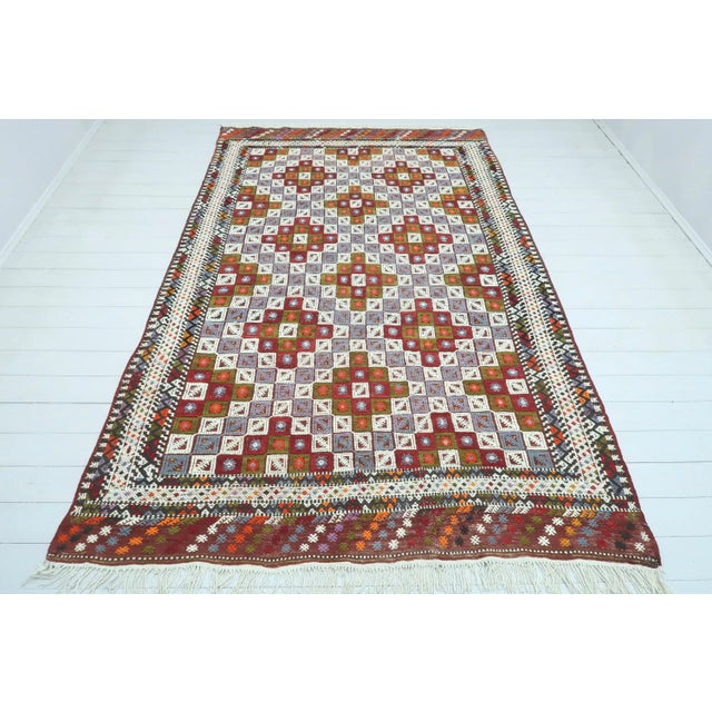 Vintage Bergama Nomads Kilim Embroidered Rug For Sale - Image 13 of 13