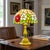 Late 20th Century Nitro-Chartreuse Floral Study Bespoke Tiffany Style Accent Lamp For Sale - Image 4 of 4