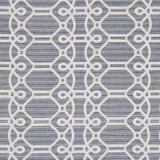 Sample - Schumacher Ziz Embroidery Fabric in Blue For Sale