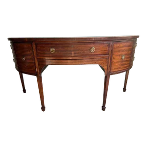 Antique Mid 19th Century English Sheraton Bow Front Mahogany Sideboard.