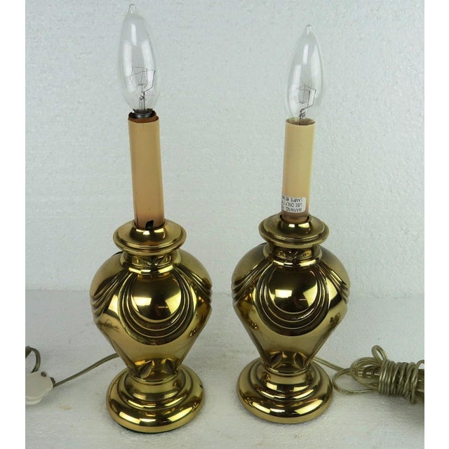 Vintage Stiffel Solid Brass Mini Candlestick Bedside Lamps Model 8409