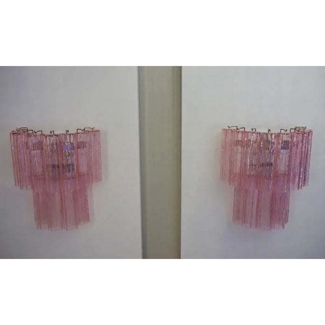 Murano Glass Tube Wall Sconces with Pink Glass Tubes, Set of 2 For Sale - Image 10 of 13