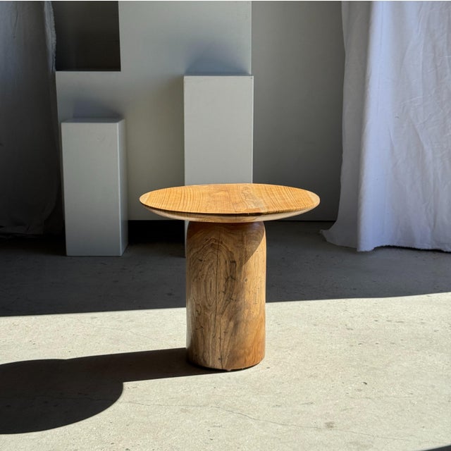 Teak Side Table with Circular Top and Column Base For Sale - Image 14 of 14