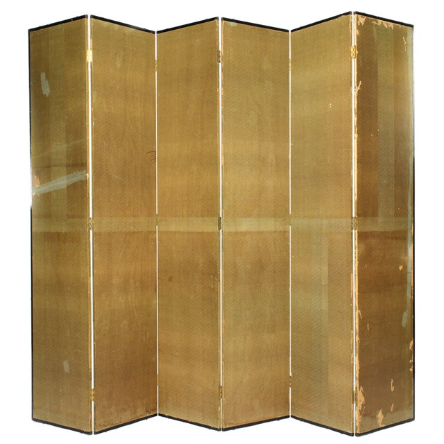 Antique Chinese Export Six Panel Watercolor Floor Screen, Hand-Painted For Sale In Tampa - Image 6 of 12