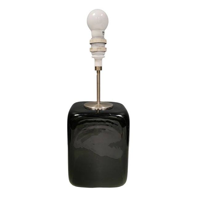 Kubus Olive Green Glass Table Lamp by Per Lütken for Holmegaard, 1976 For Sale