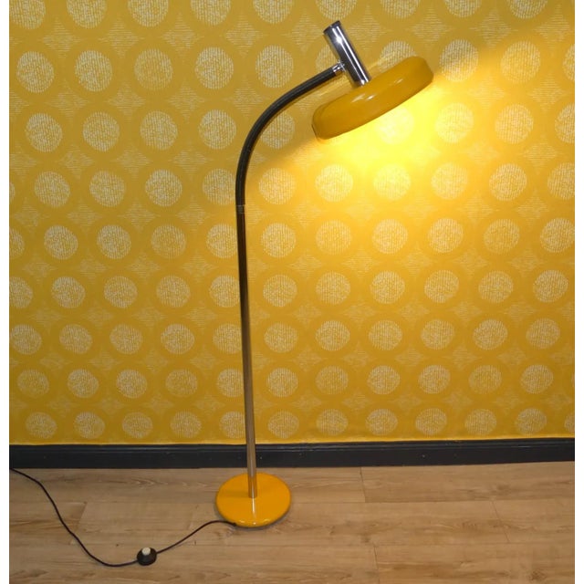 Extremely beautiful, large floor lamp 1970s Manufacturer unknown Metal, the surface of the base and shade are painted...
