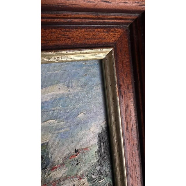 1970s Original French Oil Painting of Lavender Fields in Provence, Framed Impressionist Landscape For Sale - Image 4 of 9