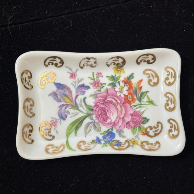 White Vintage Manufacture De Couleuvre "Pâte De Limoges" Gilded Floral Trinket Dish For Sale - Image 8 of 8