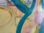 Textile Large Contemporary Abstract Acrylic Painting – Teal, Coral & Yellow Drip Expressionism For Sale - Image 7 of 10