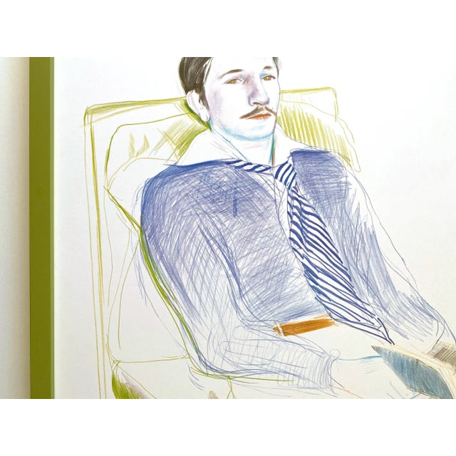 1970s David Hockney Vintage 1975 Lithograph Print Framed Paris Exhibition Poster " Jacques De Bascher De Beaumarchais " 1973 For Sale - Image 5 of 13