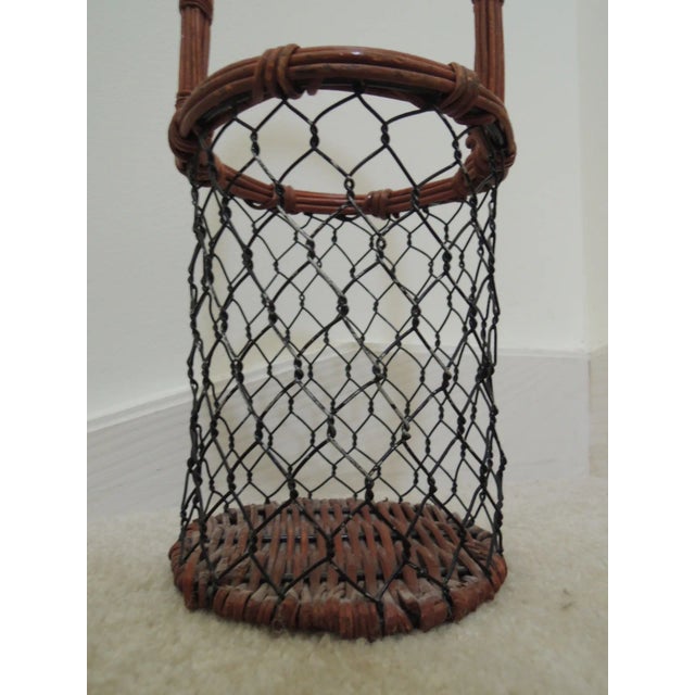 Mid 20th Century Vintage 1970s Wine Bottle Basket Caddy Holder For Sale - Image 5 of 9