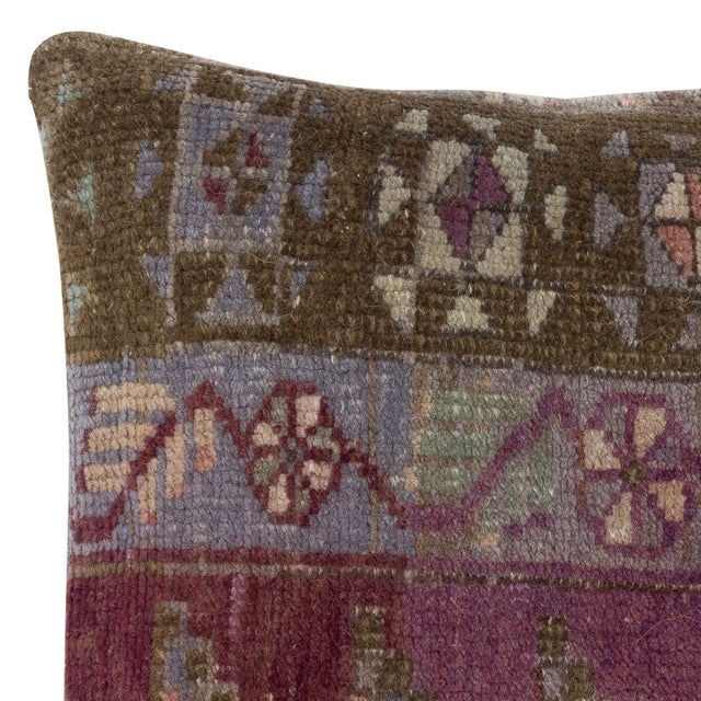 Traditional 16"x16" Handmade Rug Cushion Cover. Home Decor. Vintage Toss Pillow Cover For Sale - Image 3 of 4